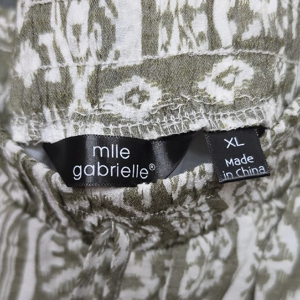 Mlle Gabrielle Olive Green and White Wide Leg Palazzo Pants sz XL - Picture 2 of 9